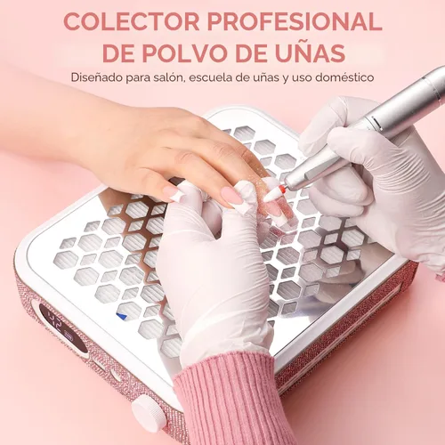 Vista 3 de Colector de Polvo para Uñas, Colector de Polvo Recargable para Técnico de Uñas, Potente Ventilador de Vacío Ventilación Colector de Polvo Extractor
