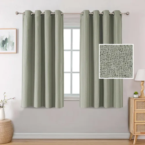 Vista 12 de H.VERSAILTEX Cortinas opacas de lino de 45 pulgadas de largo para dormitorio/sala de estar con aislamiento térmico con ojales, cortinas de lino