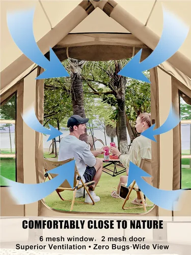 Vista 4 de Carpas inflables para acampar - Tienda de glamping fácil de inflar con bomba manual, tienda inflable de aire de PVC impermeable para acampar