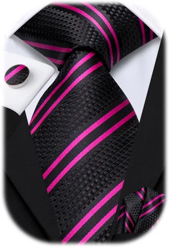 Vista 115 de Hi-Tie Corbata clásica de cachemira para hombre con pañuelo y gemelos a cuadros