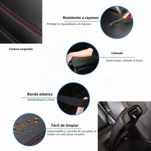 Vista 4 de Funda para reposabrazos de consola central de automóvil para Nissan Rogue 2014-2020, de cuero, antiarañazos, protector de tapa de caja central Cuero