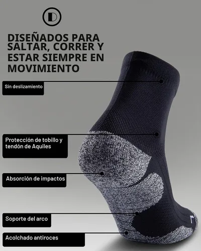 Vista 3 de Calcetines de compresión de cuarto para hombres y mujeres, calcetines acolchados para correr y senderismo Negro (4 pares)