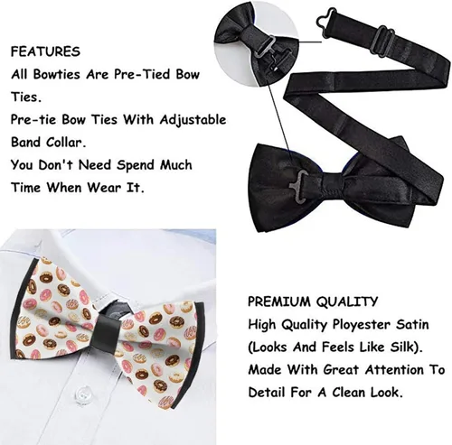 Vista 7 de Corbata de moquin ajustable, pajarita formal para cumpleaños, ocasiones divertidas