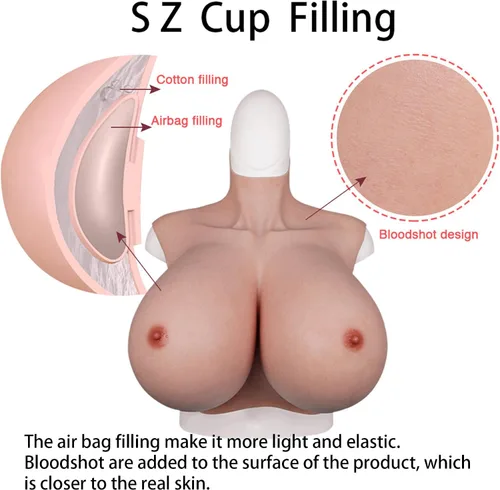 Vista 3 de EQAIWUJIE Huge Silicone Breastplate For Crossdresser breast forms Drag Queen cosplay