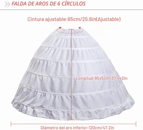 Vista 2 de SISROL Womens 6 Hoop Skirt Crinoline Petticoat Underskirt for Wedding Dress Blanco