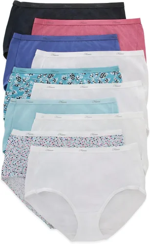 Vista 12 de Hanes Paquete de ropa interior para mujer, paquete de 10, bragas de mezcla de algodón de cobertura completa, ropa interior que absorbe la humedad