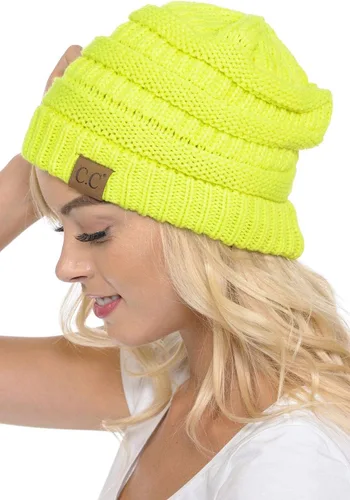 Vista 40 de C.C Exclusives Gorro de Punto de Cable - Gorros Gruesos, Suaves y Cálidos de Punto Grueso Chenille Teniente Mel Gris