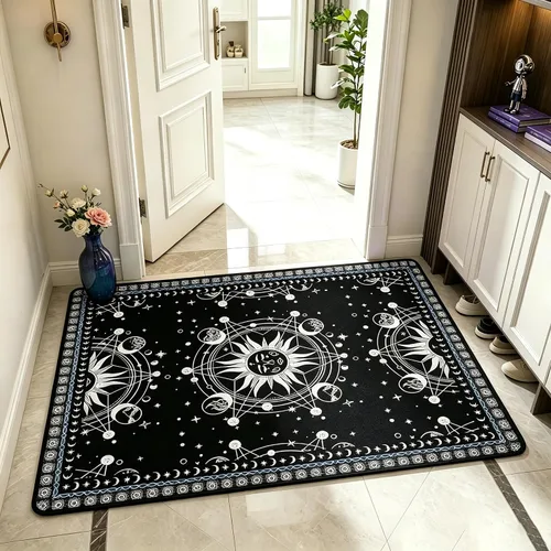 Vista 7 de Alfombra de Sol y Luna Boho Alfombras de Área Celestiales para Dormitorio Residencia Universitaria Sala de Estar Bohemia Oculta Creciente Solar