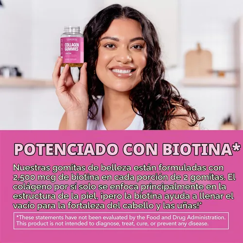 Vista 5 de Gomitas de colágeno con biotina para cabello, piel y uñas, limón, 30