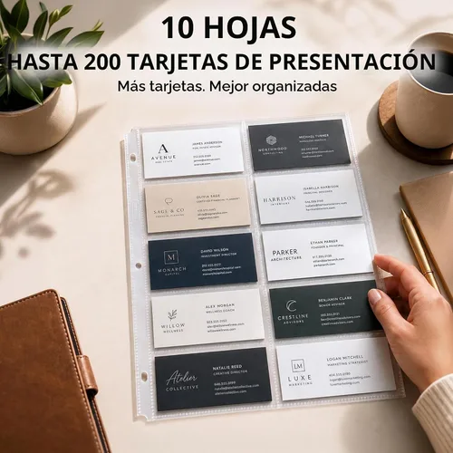 Vista 2 de Dunwell Fundas para tarjetas de visita, paquete de 10 para carpetas de 3