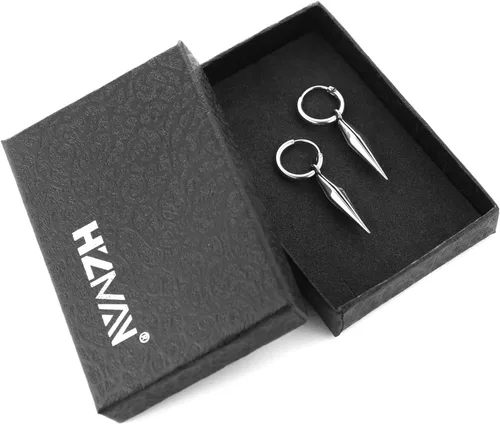 Vista 6 de HZMAN Pendientes de gota punk góticos de acero inoxidable para hombres y mujeres
