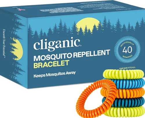Vista 10 de Cliganic Paquete de 20 pulseras repelentes de mosquitos, bandas impermeables sin DEET