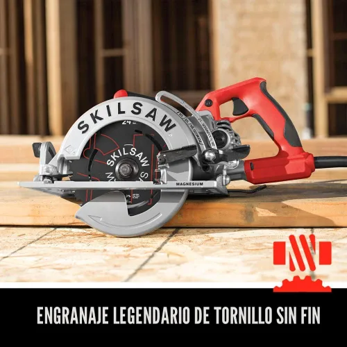 Vista 2 de Skilsaw SPT77WML-01 Sierra circular ligera de accionamiento helicoidal de 15 A, 7-1/4 pulgadas 11.5 Lb Magnesium Worm-Drive, Dual-Field 15a Motor