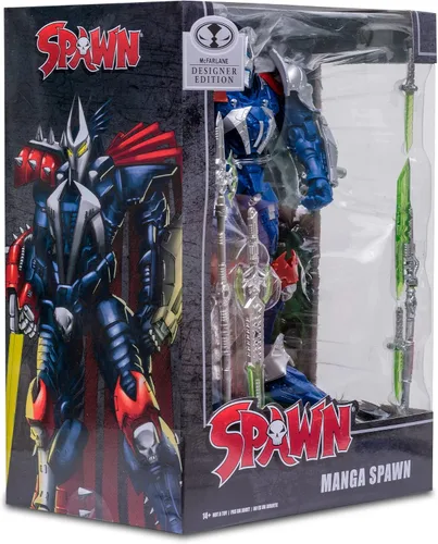 Vista 9 de McFarlane Toys, Spawn Comic Designer Edition Manga Spawn Mega figura con 22 partes móviles, figura coleccionable con accesorios y base de soporte