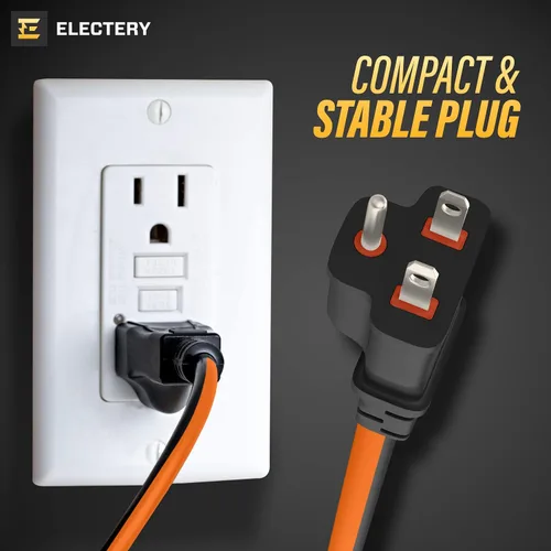 Vista 6 de Cable de extensión naranja de 25 pies 16/3 SJTW de 3 clavijas para exteriores, cable de extensión de 10+ pies – 13 amperios, 125 V, cable