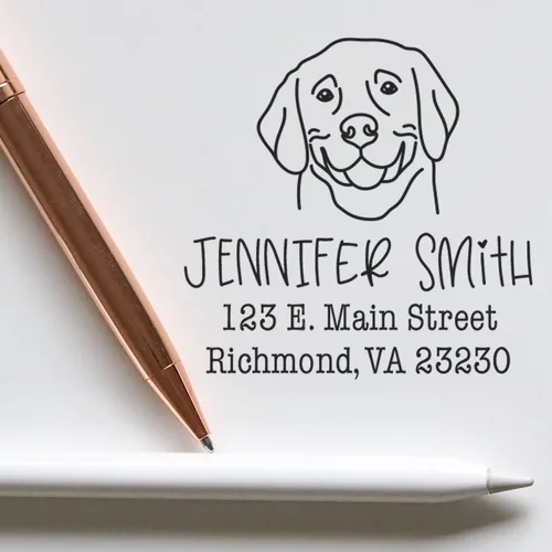 Vista 58 de Sello de dirección personalizado Basset Hound – Sello personalizable con nombre y dirección para sobres, ideal para amantes de los perros
