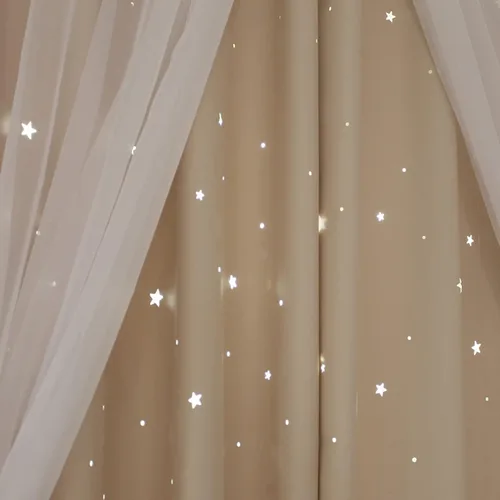 Vista 7 de Abreeze - Cortinas blackout con estrellas, de doble capa, con velo blanco y ojales superiores, para combinar, ideal para sala, y dormitorio, 1 panel