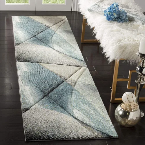 Vista 38 de SAFAVIEH Hollywood Collection - Alfombra decorativa de 2 pies 3 pulgadas x 4 pies, beige y azul, diseño moderno de mediados de siglo, no desprende