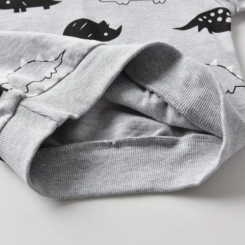 Vista 4 de Ropa para bebé niño, sudadera con capucha y pantalones con estampado de dinosaurio