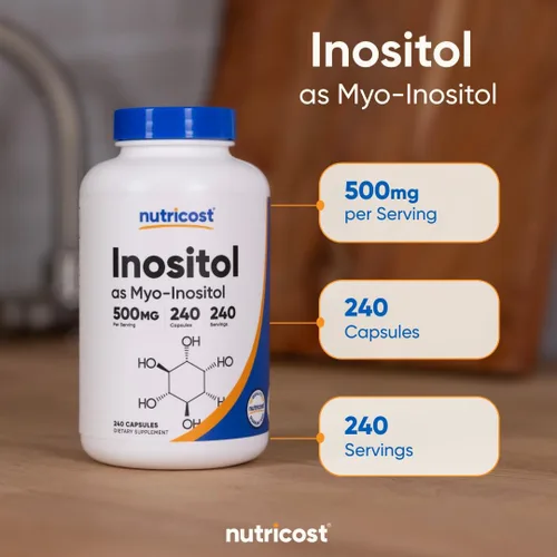 Vista 6 de Nutricost Cápsulas de inositol de 500 mg, 240 cápsulas – Cápsulas vegetales, sin OMG, sin gluten (mio-inositol)