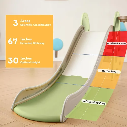 Vista 6 de Tobogán de interior para niños pequeños, 3 en 1, juego de escalador para niños, plegable para niños pequeños con aros de baloncesto y pelota
