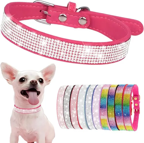 Vista 9 de Hotlion Collar de Perro con Diamantes de Imitación y Cristales, Collar Bonito y Deslumbrante de Cuerpo de Diamante para Cachorros, Gatito, Mascotas