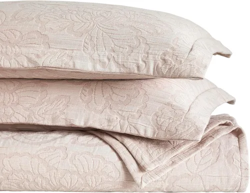 Vista 23 de Superior Fleur De Lis - Juego de colcha de algodón de 3 piezas, decoración de cama para el hogar, colcha decorativa con textura, 2 fundas de Granate