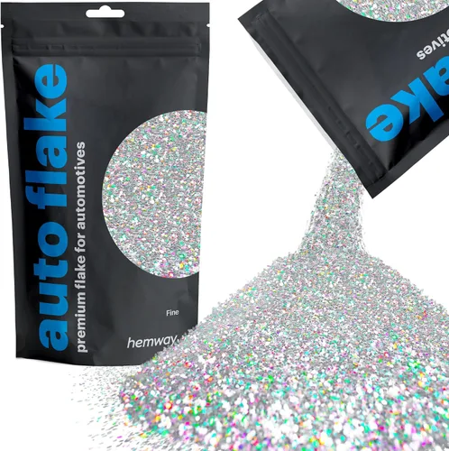 Vista 31 de Purpurina Hemway Auto Flake Fine, 1/64", 0.02", 375 micras, aditivo de metal en escamas para pintura, 3.53 oz para uso con pintura en aerosol