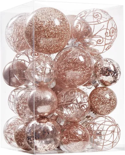 Vista 16 de Wironlst Adornos de bola de Navidad inastillables de plástico transparente grande, juego de bolas decorativas con relleno delicado