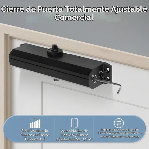 Vista 2 de Sophia Cierrapuertas DK4000 - Cierrapuertas automático de alta resistencia comercial, tamaño ajustable 1-6, grado 1, cierre de puerta hidráulico