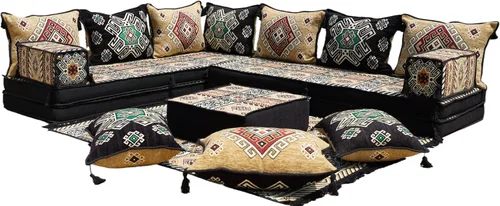 Vista 25 de arabicsofa Sofá de suelo en forma de L de 4 pulgadas de grosor, asiento, almohada de suelo, juego de sofá seccional, muebles de patio, majlis árabe