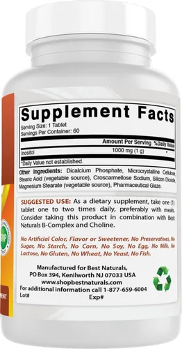Vista 6 de Best Naturals Inositol 1000 mg 60 Tabletas