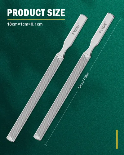 Vista 7 de FVION 2 limas de uñas largas de acero inoxidable de doble cara para uñas gruesas, lima profesional de uñas de los pies, herramienta de cuidado