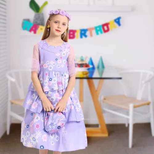 Vista 3 de Mirabel Encanto Costume Dress For Girls Halloween Birthday Party Outfit Cosplay Dress for Kids