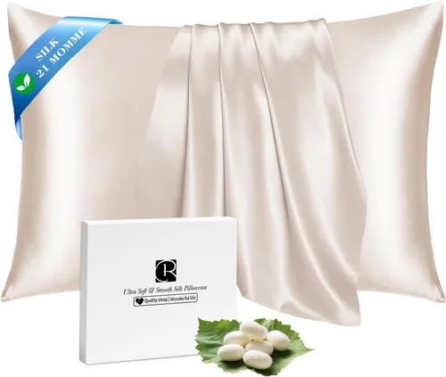 Vista 15 de Ravmix Fundas de almohada de seda con cremallera, de seda de morera de 21 momme para la salud del cabello y la piel, funda de almohada suave, lisa