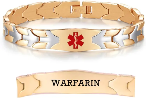 Vista 64 de LinnaLove Pulseras de alerta médica de pez volador para hombres y mujeres, pulseras médicas de acero inoxidable con grabado gratis, 8.5 pulgadas