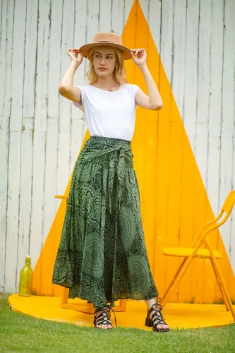Vista 6 de Falda hippie, vestido bohemio bohemio gitano, maxi faldas largas para mujer, vestido de playa midi de verano