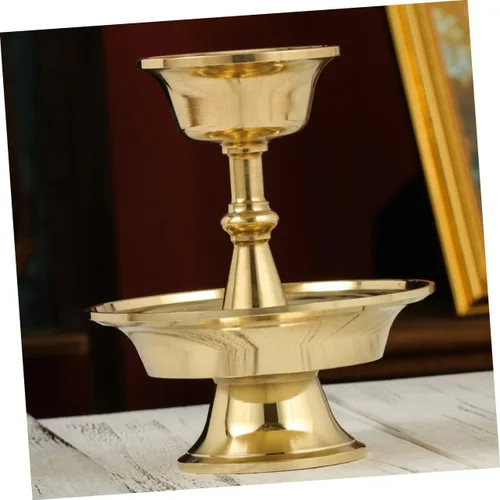 Vista 4 de ARTIBETTER Taza Gran Decoración China Soporte de aceite Accesorio de vino Tazón Budista Adoración Decorativa Pagana Quemador de Té Lámpara de Templo