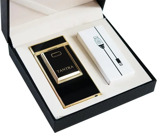 Vista 3 de Prestige Import Group - Tantra Adonis Pulso Electrónico Arco Único A Prueba De Viento Sin Llama USB Encendedor De Cigarrillos - Negro Y Oro