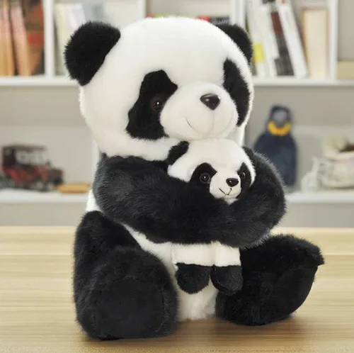 Vista 2 de Juguetes de peluche de panda padre-hijo de 12 pulgadas, juguetes de peluche de mamá y bebé Panda