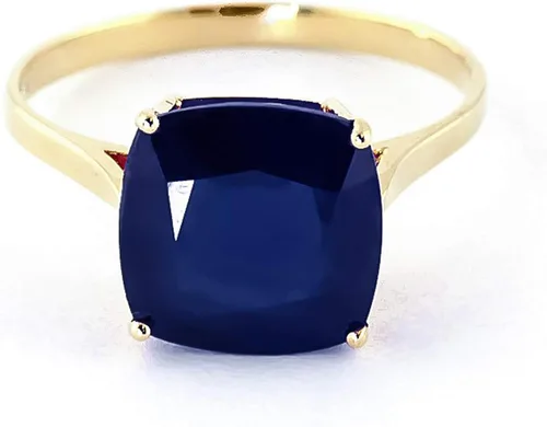 Vista 2 de Galaxy Gold GG Anillo de oro amarillo sólido de 14 quilates cojín natural de 4,83 quilates de zafiro