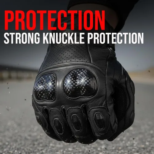 Vista 5 de Guantes de piel de anilina de vaca para motocicleta de hombre con control deslizante