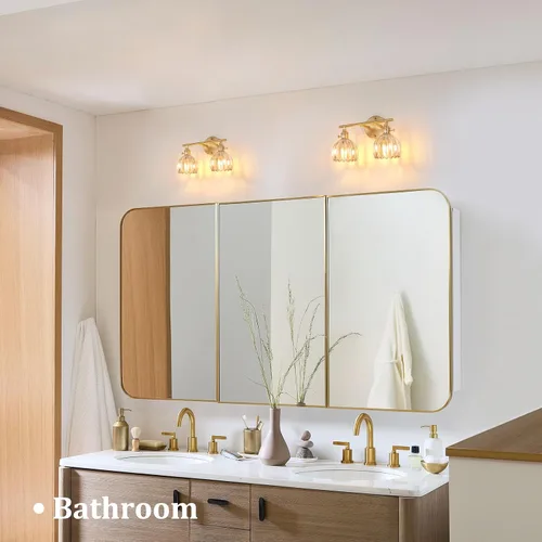 Vista 15 de Shenmoyl Lámparas de baño, lámpara de pared de 2 luces para tocador sobre espejo con pantalla de vidrio tulipán blanco para dormitorio, sala
