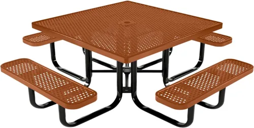 Vista 118 de COATEDOUTDOORFURNITURE Mesa de picnic cuadrada de 46 pulgadas, expandida, color negro