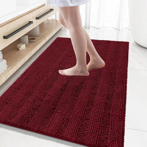 Vista 74 de Grandaily Alfombras de baño de felpilla a rayas de 24 x 16 pulgadas, extra gruesas y suaves, absorbentes, parte trasera de goma, alfombra de ducha