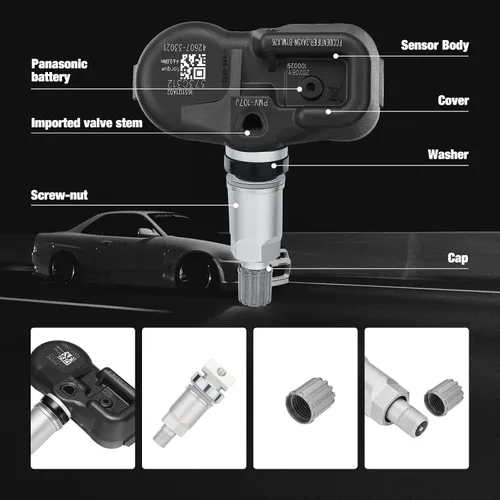 Vista 2 de BDFHYK TPMS Sensor 315Mhz Sistema de monitoreo de presión de neumáticos programado compatible con Toyota Camry RAV4 Corolla Matrix Tacoma Highlander