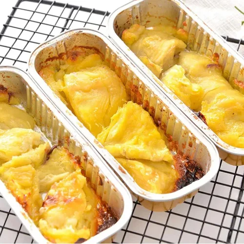 Vista 3 de 20 piezas moldes rectangulares mini para pan con tapas, mini moldes para pasteles con tapas, moldes desechables ramekins tazas para hornear moldes