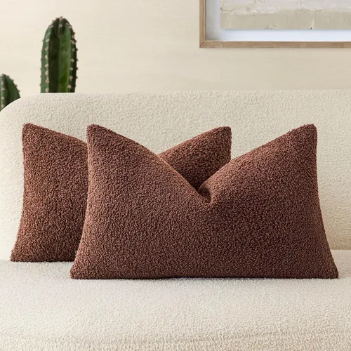 Vista 31 de Foindtower Paquete de 2 fundas de cojín decorativas de pelo sintético rizado, suave y mullida, con cremallera, acogedora funda de almohada