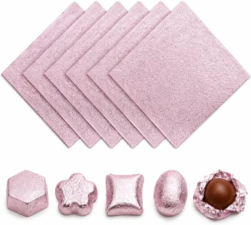 Vista 4 de 200 envoltorios cuadrados de papel de aluminio de papel de aluminio para decoración de envases de dulces (3.9 x 3.9 pulgadas) diseño de cáscara