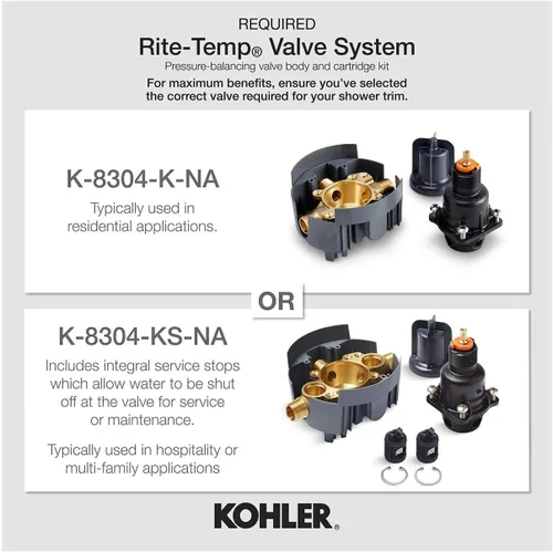 Vista 2 de Kohler K-TS22028-4 - Paquete de molduras de ducha templada con ducha de una sola función, negro mate